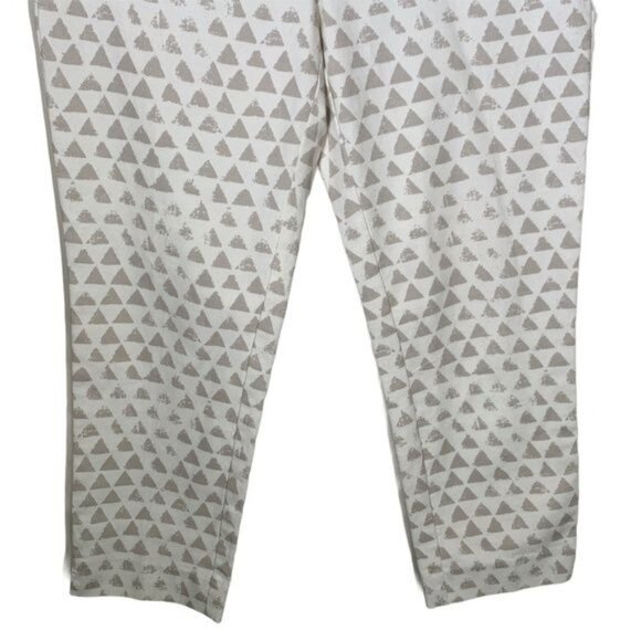 Loft Riviera Pants 6P Petite Cropped Cream Geometric Print Stretch - Picture 4 of 12